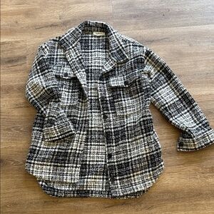 LBLC the label Black and White Plaid Tweed Shacket
